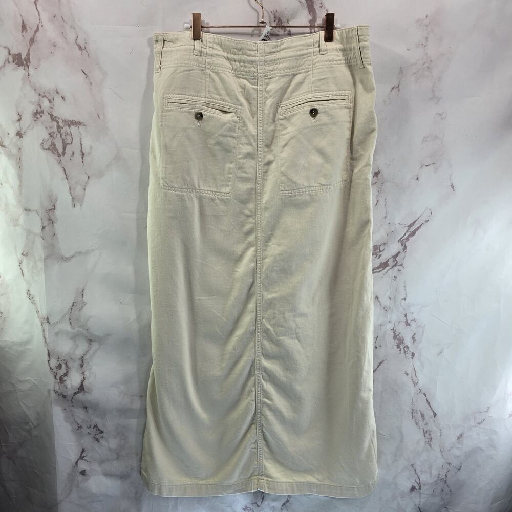 Free People Skirt Womens 12 Large Cream Off White Midi Maxi Utility Slit Twill
